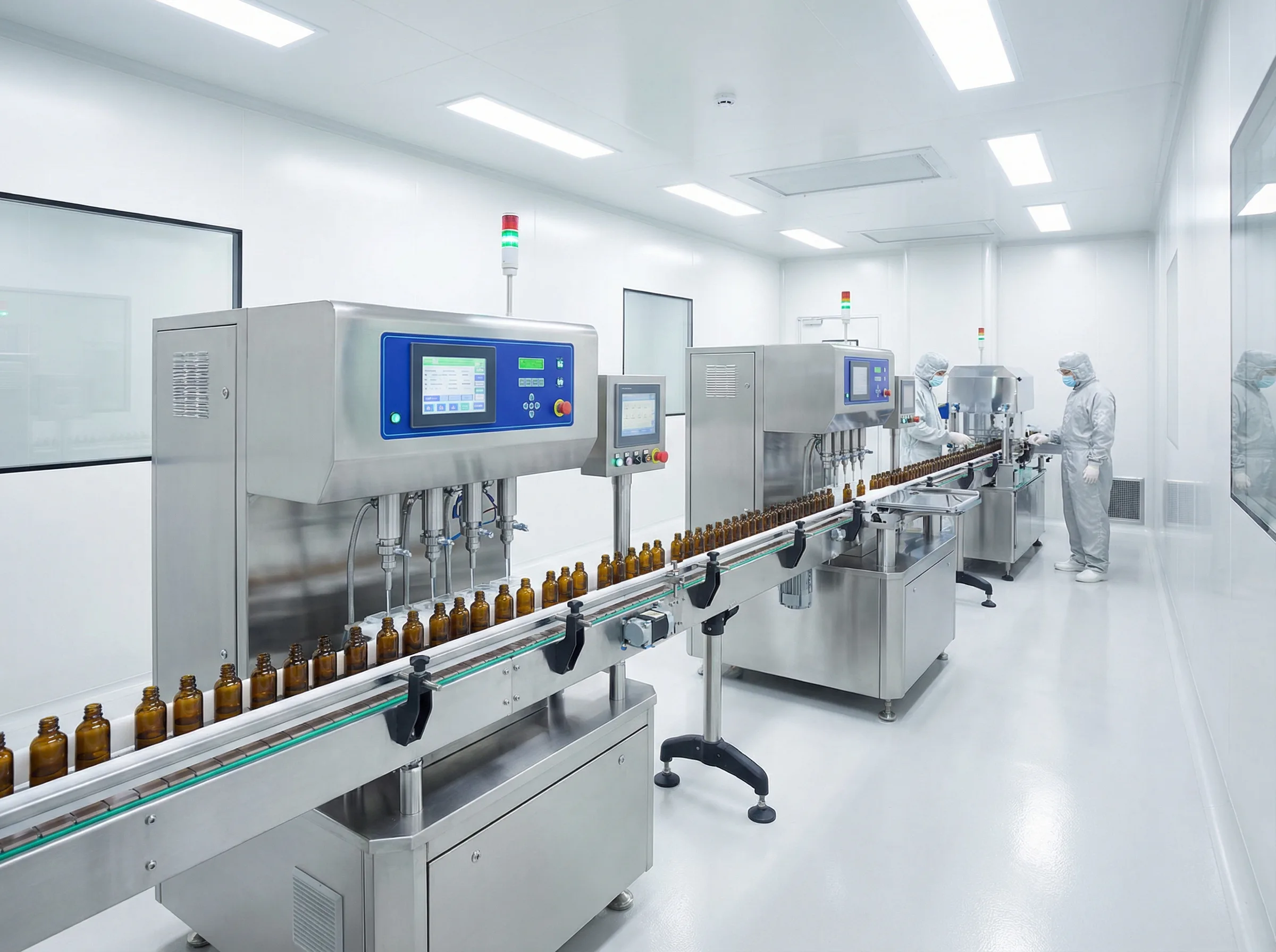 ISO certified e-liquid production floor with automated filling and dosing equipment